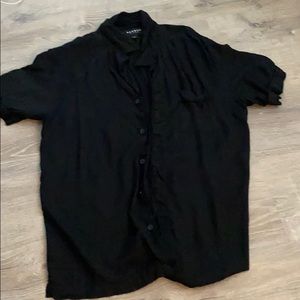 PacSun: plain black flowy collared shirt